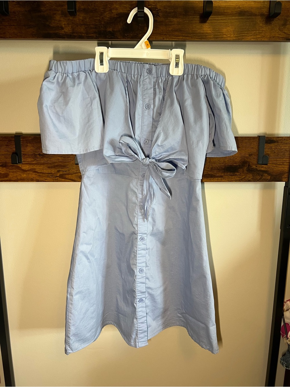H&M Light Blue Off-Shoulder Mini Dress